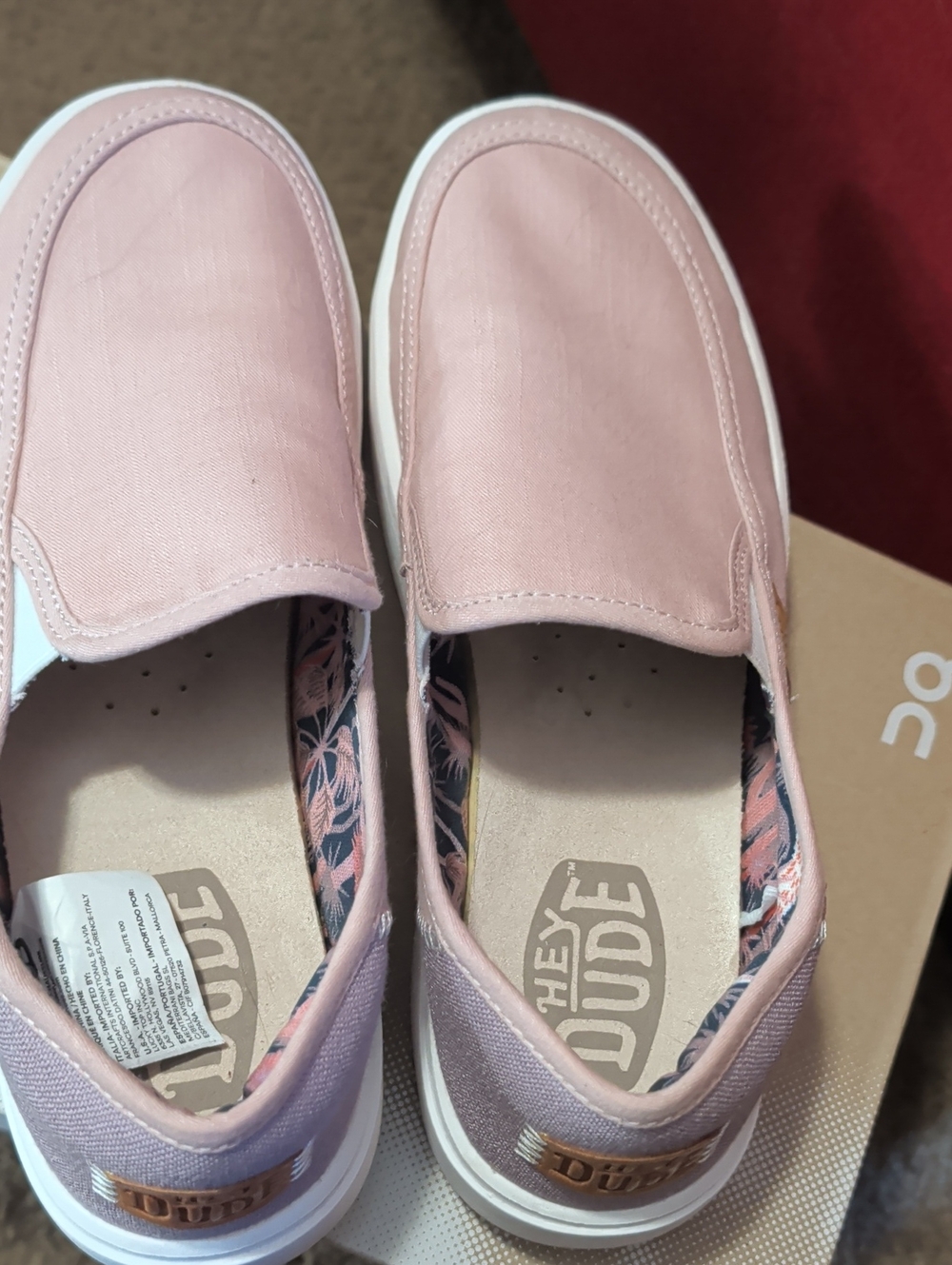 Hey Dude Women's Pink Canvas Slip-On Shoes